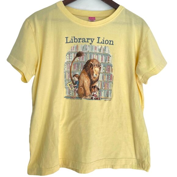 Liberty Graphics Library Lion T Shirt XL Yellow Children's Books Librarian Top - Picture 2 of 6